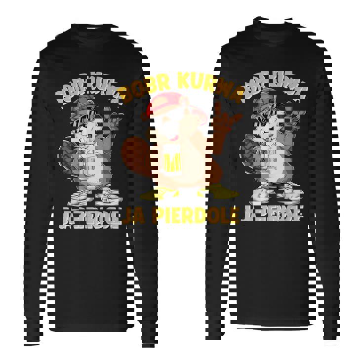 Bober Kurwa Meme Polska ビールコスチューム 面白い はいピエルドールボブル 長袖Tシャツ