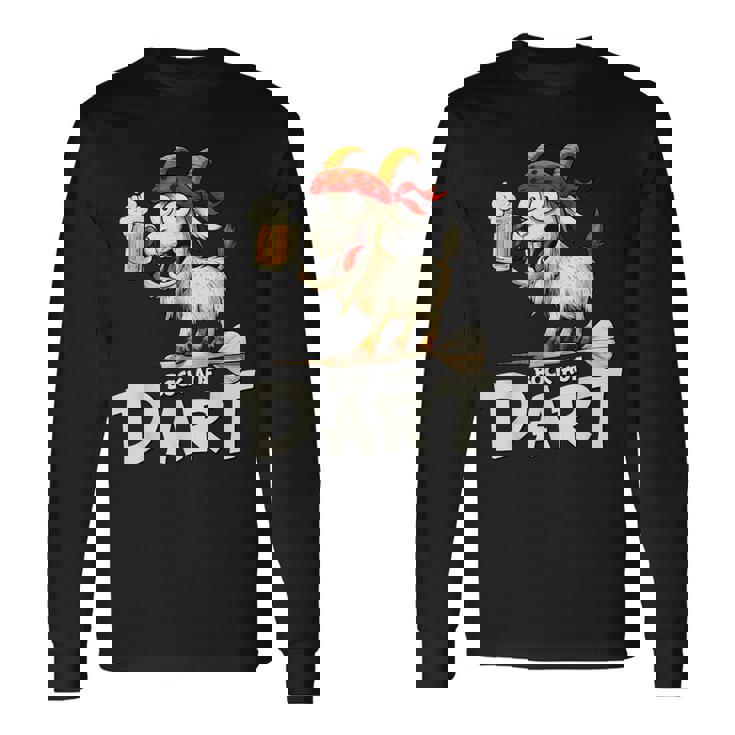 Bock Auf Dart ヤギとビールジョッキ 面白いダーツプレーヤー 長袖Tシャツ