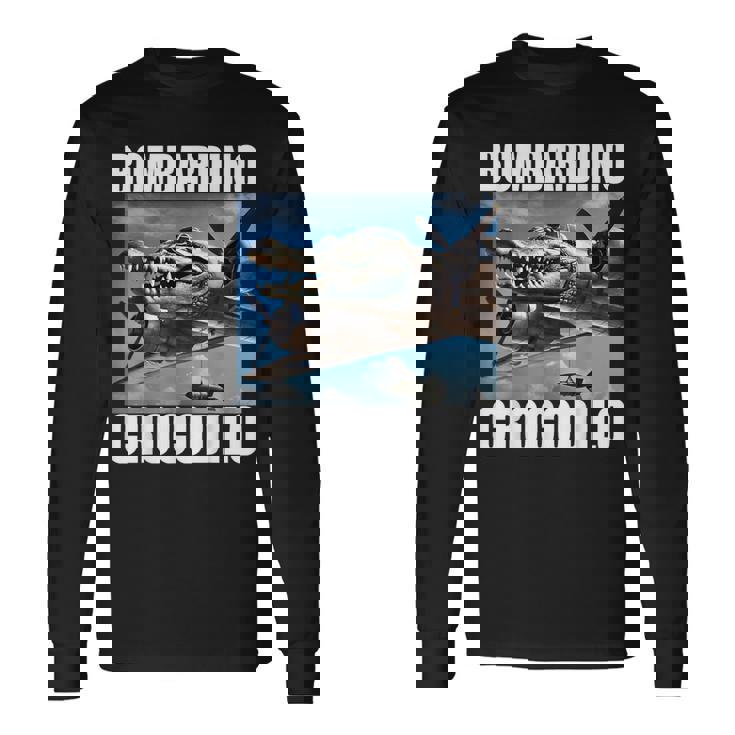 Bombardino Crocodilo イタリアンブレインロットミーム 長袖Tシャツ