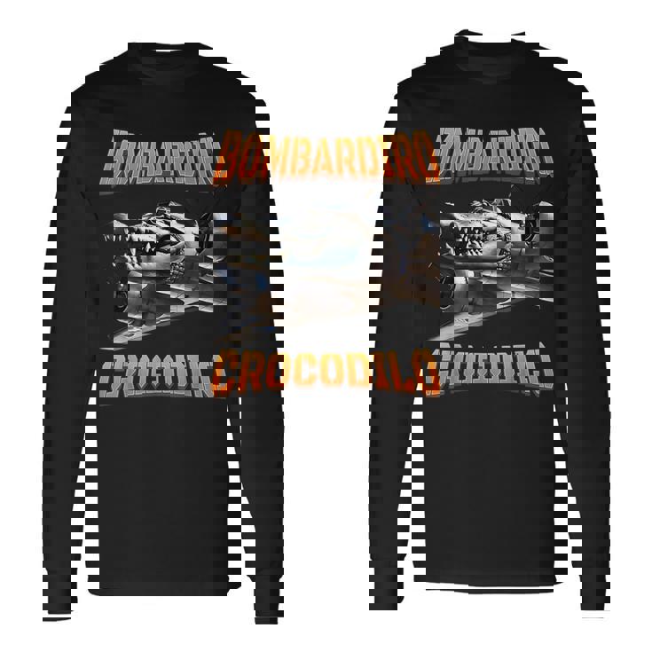 Bombardino Crocodilo イタリアンブレインロットミーム 長袖Tシャツ