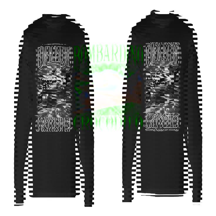 Bombardino Crocodilo イタリアンブレイン 面白い クロコダイル ミーム 長袖Tシャツ