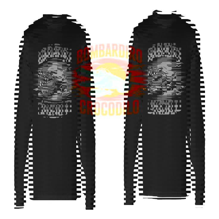 Bombardiro Crocodilo 面白い イタリアン ブレイン ミーム トレンド 長袖Tシャツ