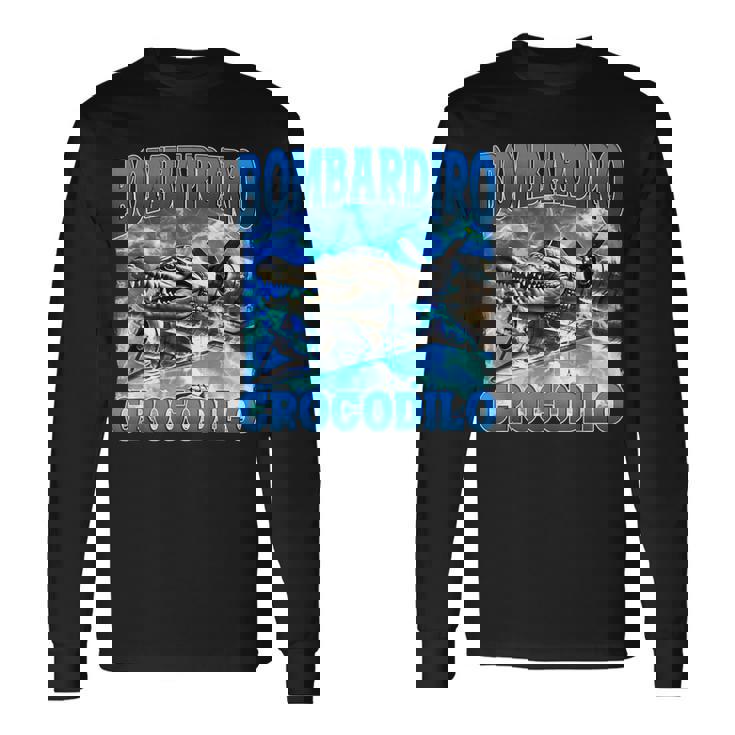 Bombardiro Crocodilo 面白い イタリアン ブレイン ミーム ブーツレッグ 長袖Tシャツ