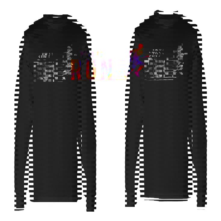 Born To Run マラソンランナー スポーツ カラフルtシャツ 長袖Tシャツ