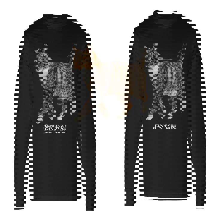 Bossy Paws 猫好き キジトラ白 猫ネタ 猫しもべ ツンデレ 猫飼い 猫オーナー 猫依存症 おもしろ 長袖Tシャツ