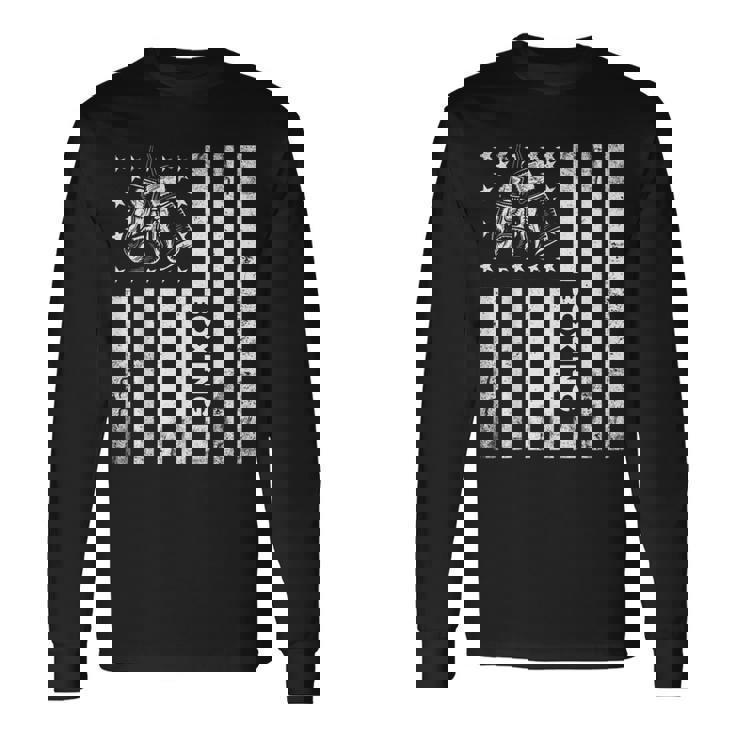 Boxerintage Boxing American Flag Boxing Distressed 長袖Tシャツ