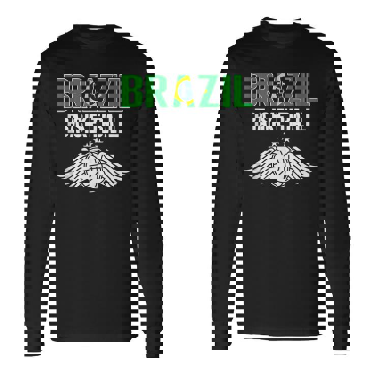 Brasil Baloncesto Fans Jersey Bandera Brasileña Deporte Amantes In Mangas Camiseta de manga larga