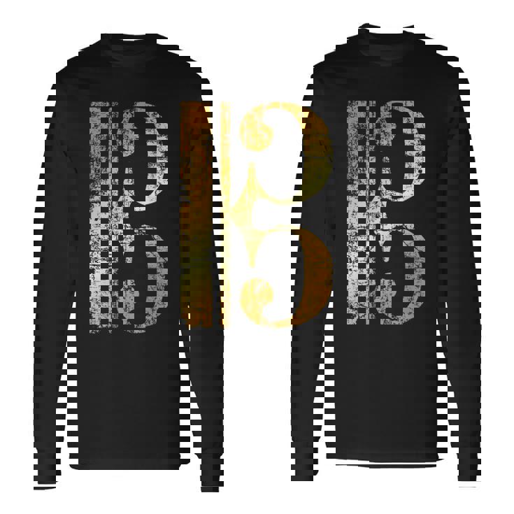 C-音記号 ヴィンテージイエロー ミュージシャンヴィオラ・チェロ。 長袖Tシャツ