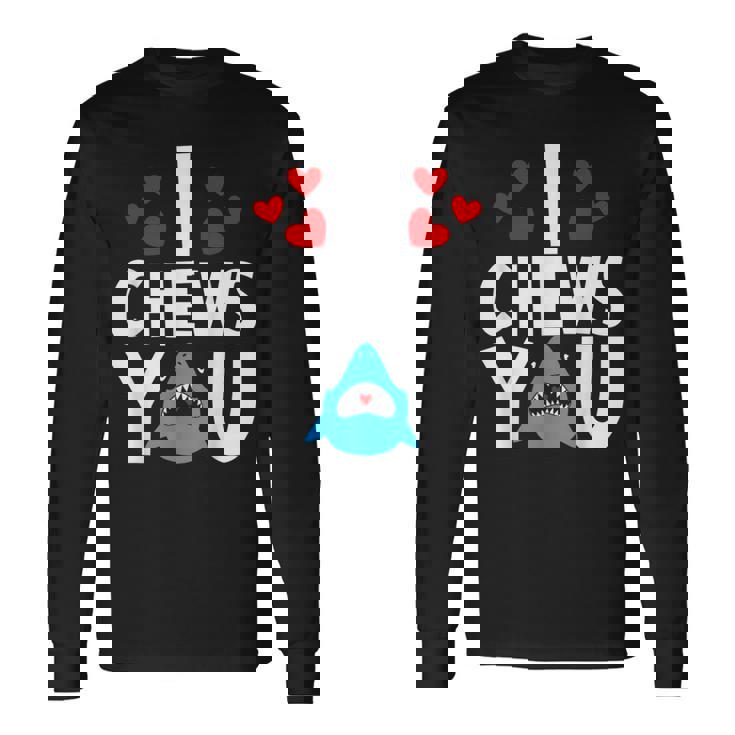I Chews Youhark バレンタインデー ラブ ハート メンズ レディース 長袖Tシャツ