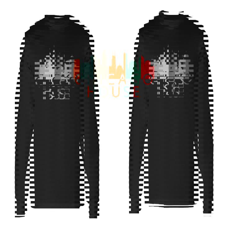 Chicago House Music レトロ ヴィンテージ シャツ ラブ シカゴ 長袖Tシャツ