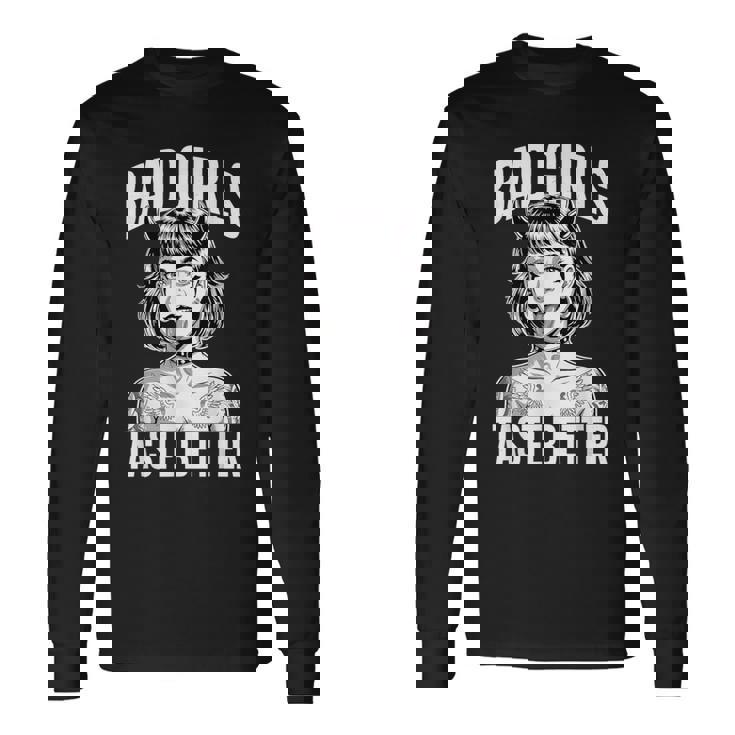 Chicas Malasaben Mejor Tatuaje Chica Diablo Camiseta de manga larga