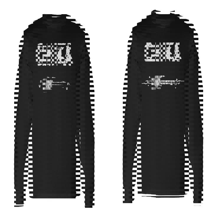 Chika ギター ハートビート 音楽 ギタリスト レトロ ヴィンテージ 長袖Tシャツ