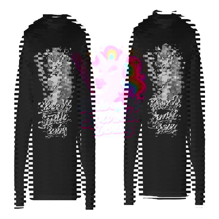 Choke On My Radiance 面白いユニコーンレインボーアティチュード 長袖Tシャツ