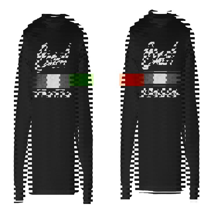 Ciao Italia トリコロールグリーン 白と赤 イタリア国旗 イタリア 長袖Tシャツ