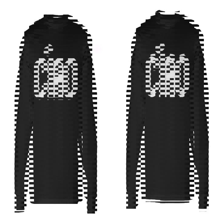 Ciao イタリア語の格言 白とピンクのミニマリスト 長袖Tシャツ