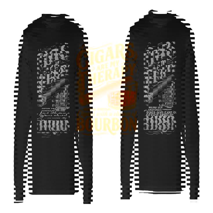 Cigars Are My Therapy Weekend Forecast Bourbonアパレル 長袖Tシャツ