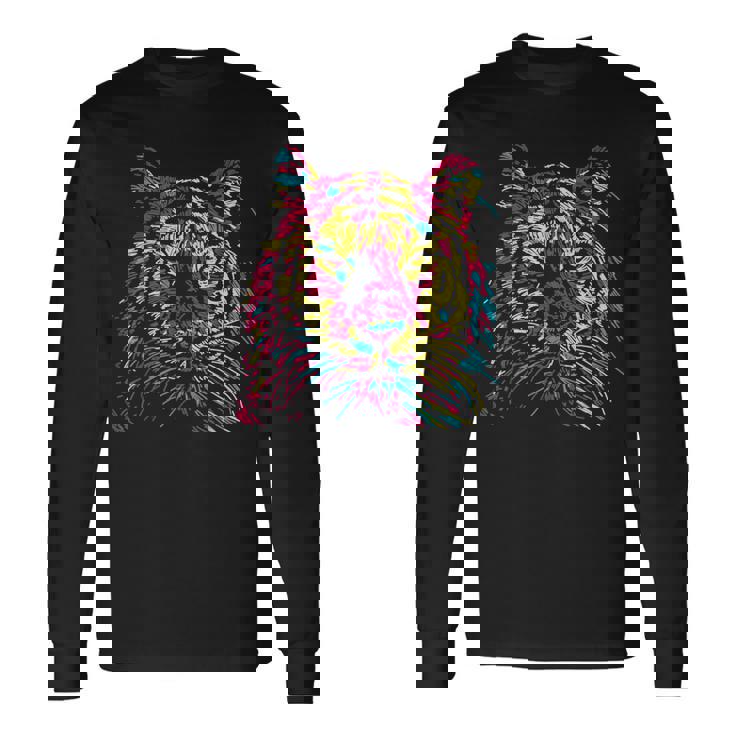 Colorful Tiger Tigers Fashion Graphic 長袖Tシャツ