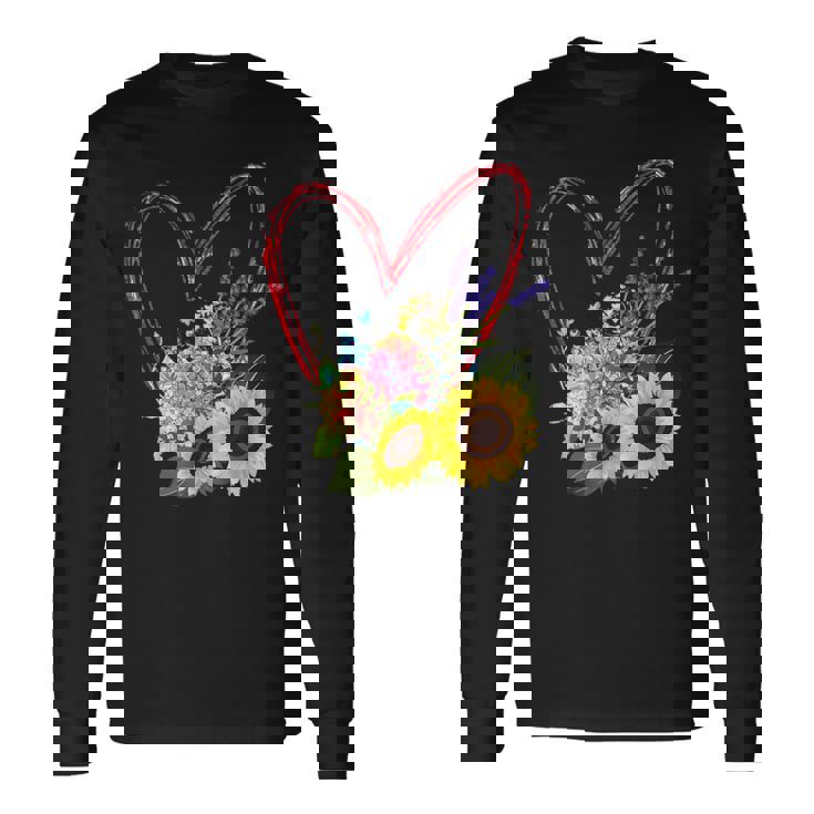 Conception De Fleurs D'été Tournesols Lavande Hortensia T-shirt à manches longues