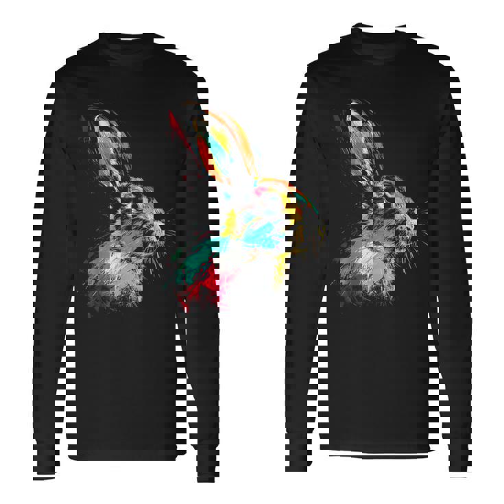 Conejo Colorido Animal Motivo Arte Conejo Camiseta de manga larga