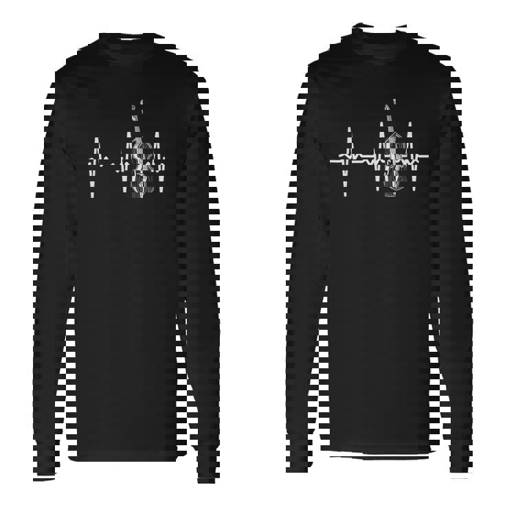 Contrabajo Heartbeat Doble Contrabajo Amante De Contrabajo Camiseta de manga larga