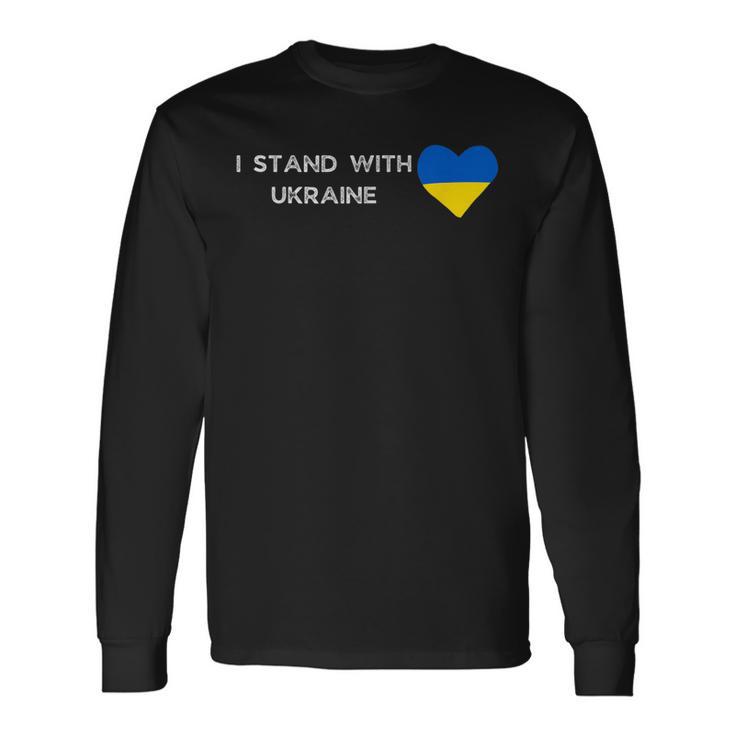 Corazón Azul Amarillo Ucraniano Conoporte De Eslogan Con Ucrania Camiseta de manga larga
