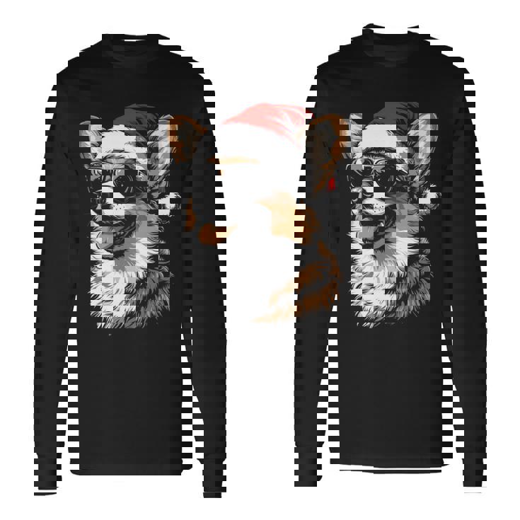 Corgi サンタハット 面白い かわいい 犬 ママ お父さん クリスマス 長袖tシャツ 長袖Tシャツ