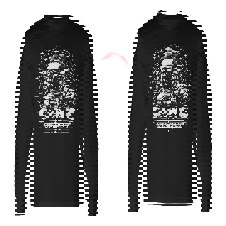 Cosmic Christmas Adventure ヴィンテージ宇宙飛行士サンタスペース 長袖Tシャツ