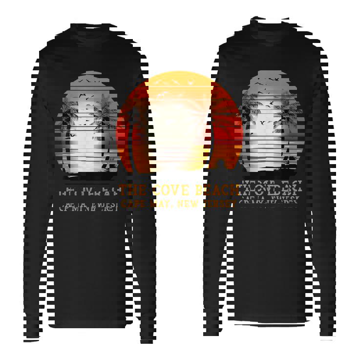 The Cove Beach Cape May New Jersey ビンテージ サンセット レトロ 太陽 長袖Tシャツ