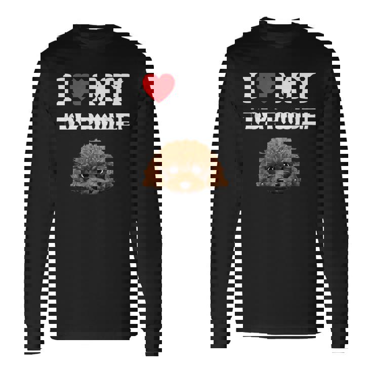 Cute I Love My Toy プードル 犬の飼い主 長袖Tシャツ