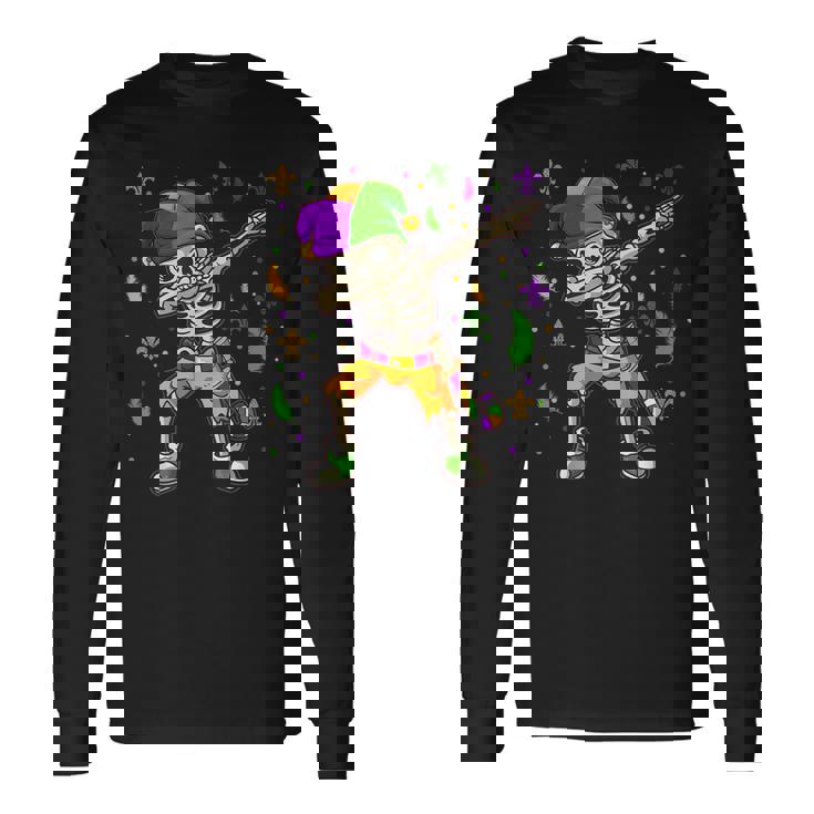 Dabbing スケルトン マルディグラ キッズ ボーイズ 長袖Tシャツ