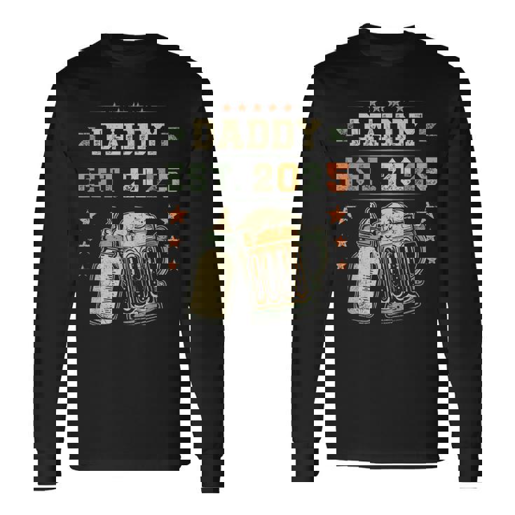 Daddy Est 2025 年のパパ 初めての父の日 新しい父親 若い父親 長袖Tシャツ