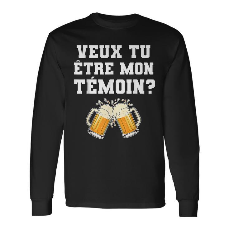 Demande Témoin Mariageeux Tu Être Mon Témoin T-shirt à manches longues
