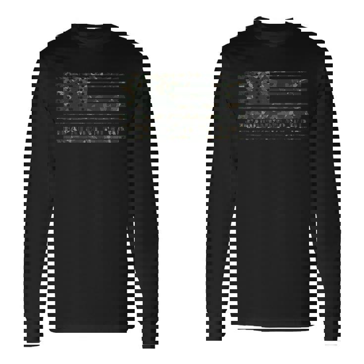 Department Of War Usa Camouflage Flag Department Of Defense Long Sleeve T-Shirt