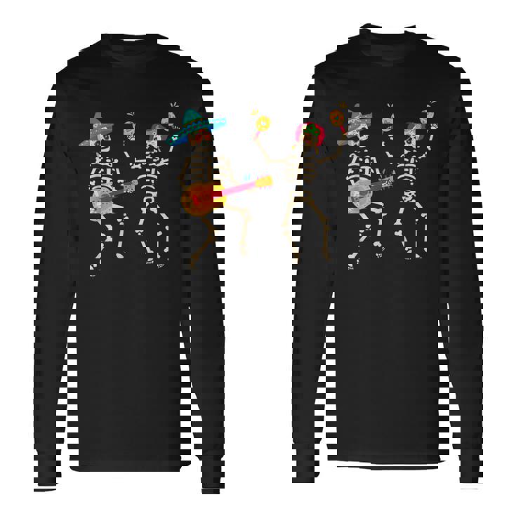Dia De Los Muertos スケルトン ダンシング スカル 死者の日 長袖Tシャツ