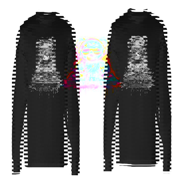 Dj Music Ours En Peluche Coloré Avec Lunettes Deoleil T-shirt à manches longues