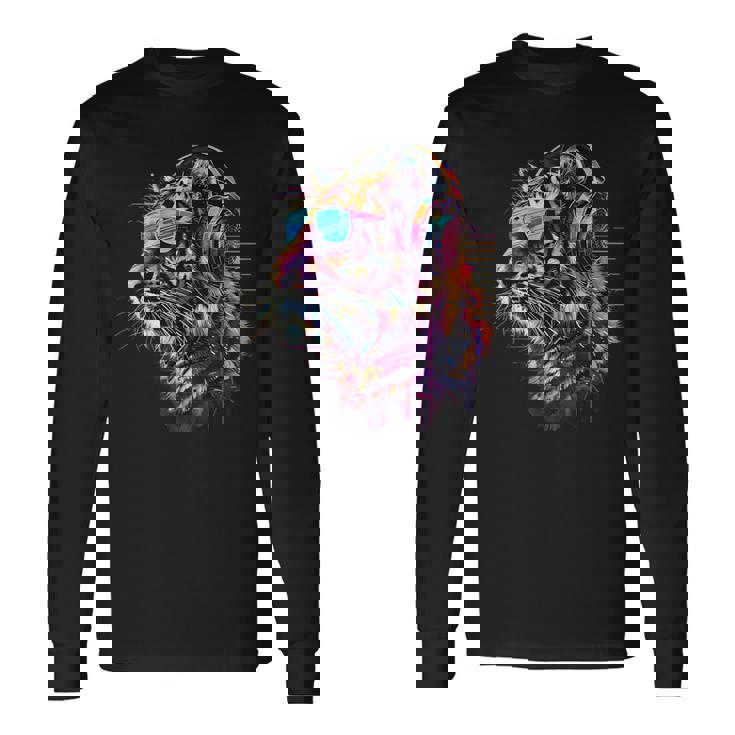 Dj Tiger ミュージックヘッドフォン ハウス ビートメーカー 音楽プロデューサー 長袖Tシャツ