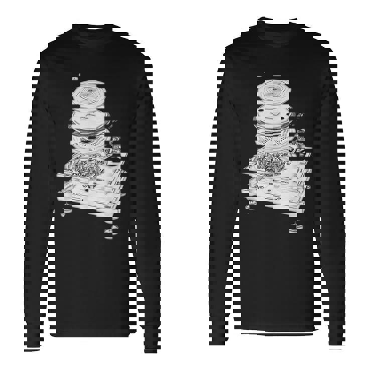Dj Turntable 1210 Mk2 Exploded Blueprint 長袖Tシャツ