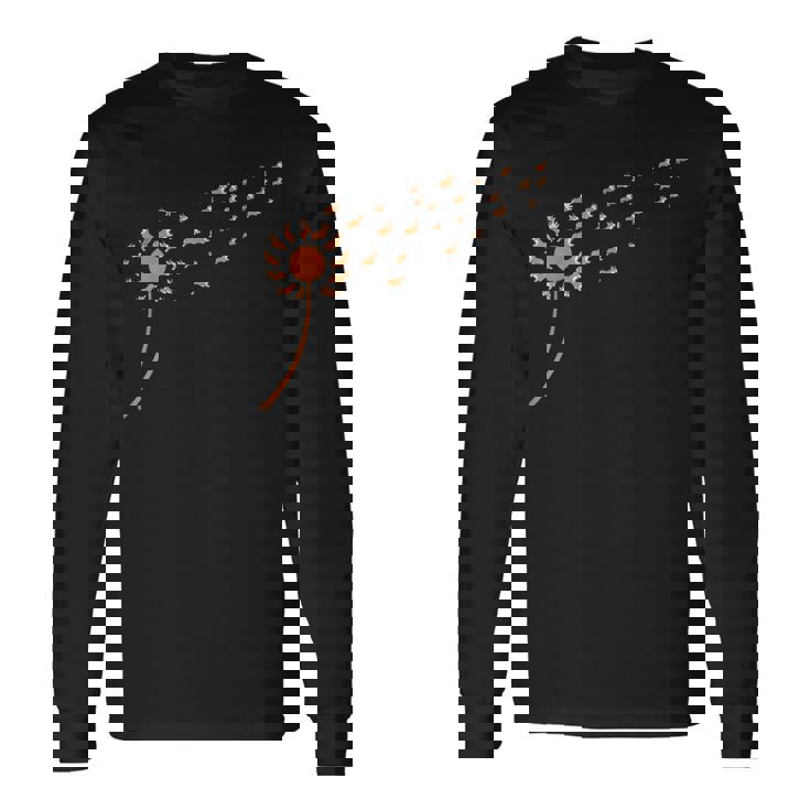 Dog Lovers 風に吹くタンポポのコーギー 長袖Tシャツ