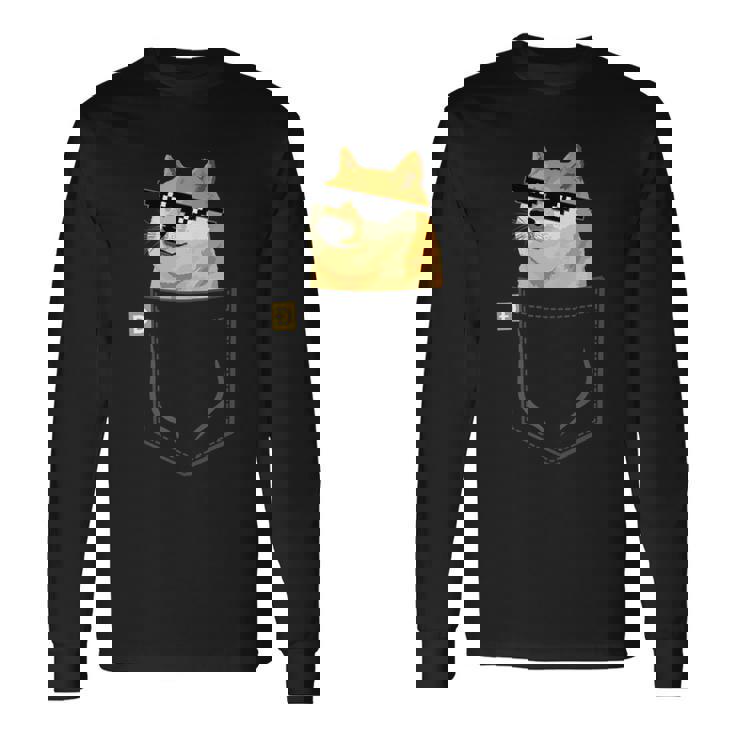 Doge コインロゴシャツ フェイクポケットシャツ Dogecoin To The Moon 長袖Tシャツ ギフトのアイデア