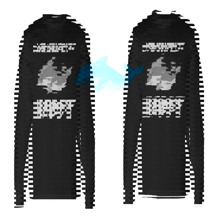 Dolphinately Happy ドルフィンズ イルカ 哺乳類 海 Dolphin ドルフィン 長袖Tシャツ