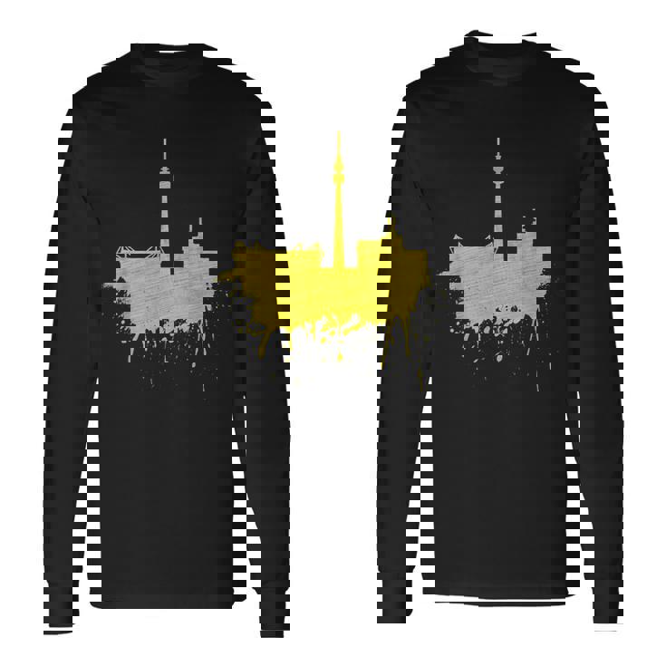 Dortmundkyline ドルトムントのスカイライン 黄色い絵 ドルトムント好きにはたまらないファンアート 長袖Tシャツ