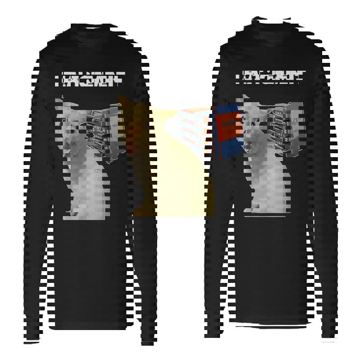 I Eat Cement Cursed Cat Weirdpecific Meme 長袖Tシャツ