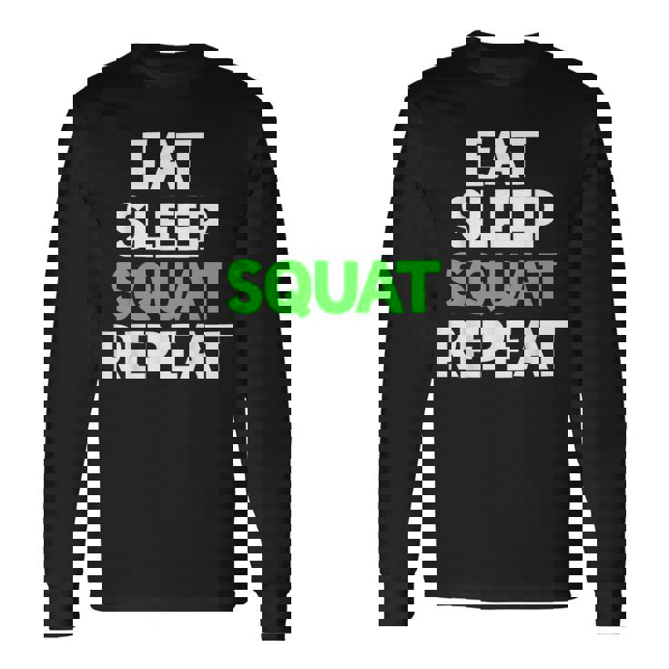 Eatleepquat Repeat モチベーショントレーニング 長袖Tシャツ