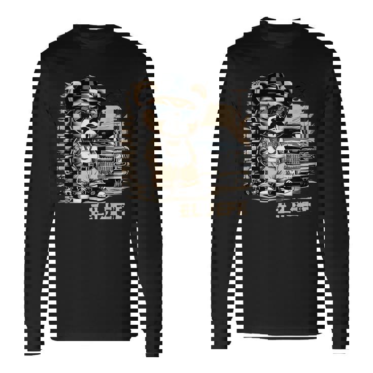 El Jefe ヒップホップ テディベア ローライダー シャツ チカーノ チョロ 長袖Tシャツ