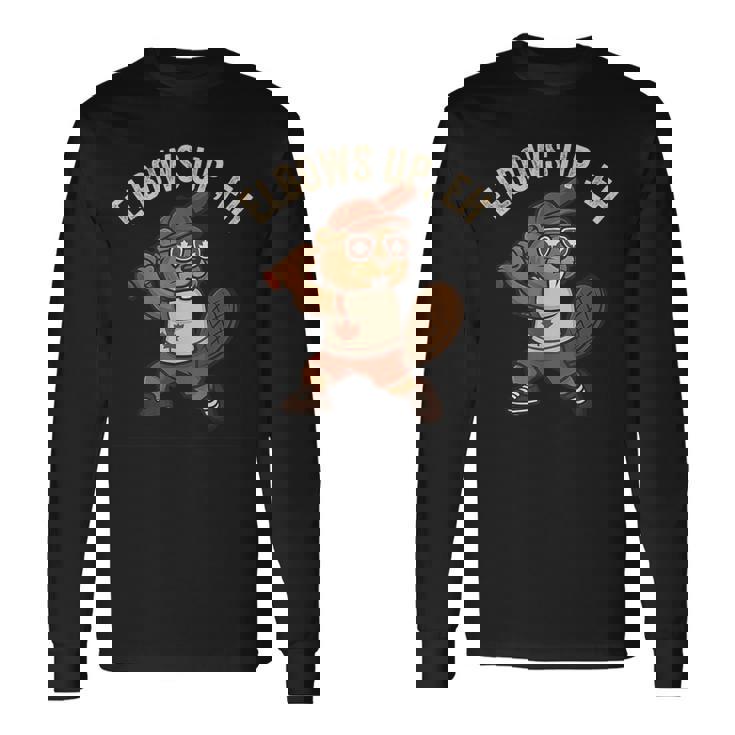 Elbows Up Eh Beaver ベースボール ファニーカナダデー 長袖Tシャツ