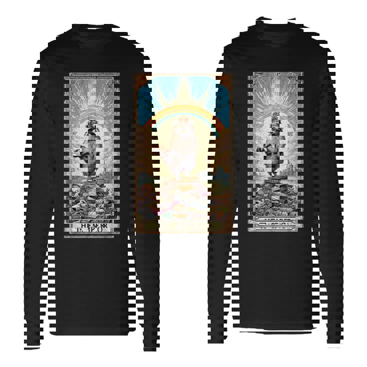 The Emperor 面白いアライグマ タロットカード ミスティックアライグマ 長袖Tシャツ