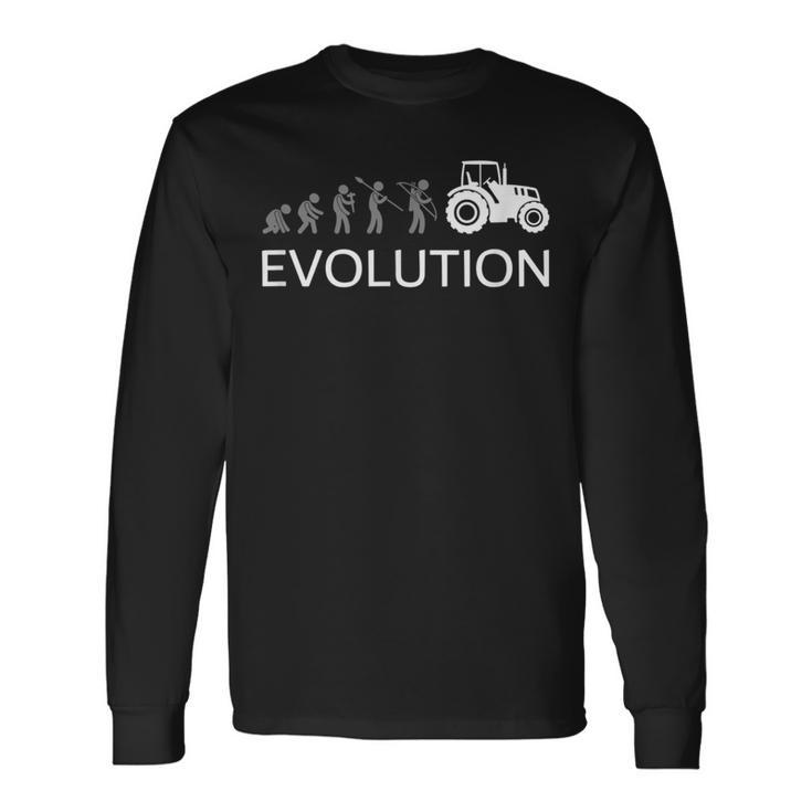 Evolución Agricultor Granja Tractor Agrícola Tractor Camiseta de manga larga