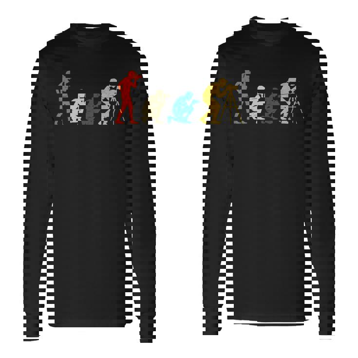 Evolution フォトグラファー カメラ 進歩 歴史 レトロ レンズ 長袖Tシャツ