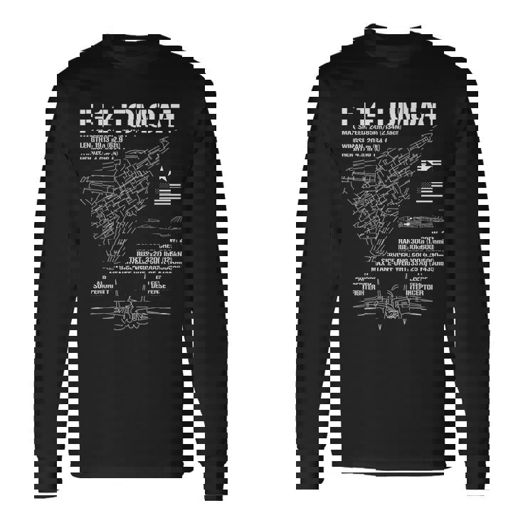 F-14 Tomcat 戦闘機 ジェット仕様 軍用飛行機 F14 Tomcat 長袖Tシャツ