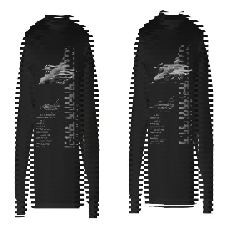 F-16 バイパー ファイティング ファルコン ジェット戦闘機仕様 長袖Tシャツ